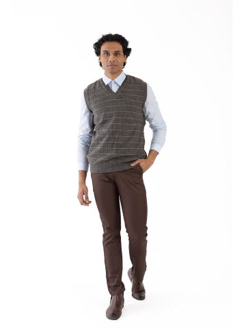 Sanskar- Menswear- Sweater S/L- Med Fawn & Dk Fawn