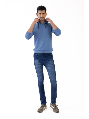 Sanskar-Menswear-Hooded Sweatshirt-Indigo