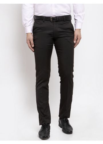 Poly Lycra Solid Slim Fit Mens Formal Trouser