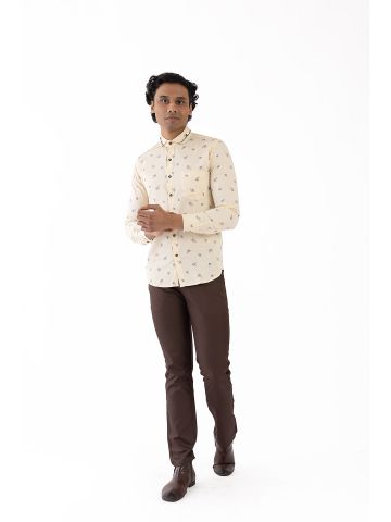 Sanskar-Menswear-Casual Shirt- Cream 
