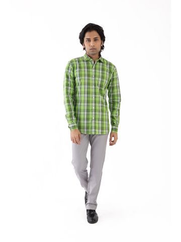Sanskar-Menswear-Casual Shirt- Lt.Green Checks 