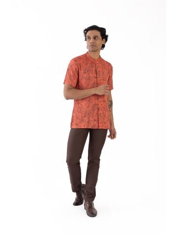 Sanskar-Menswear-Casual Shirt- Rust 