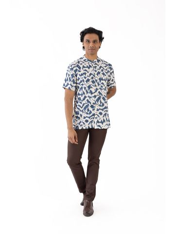 Sanskar-Menswear-Casual Shirt- Offwhite-Blue 