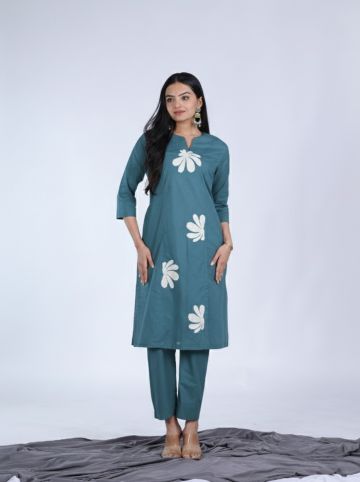 Aastha Teal Women Long Coord Set