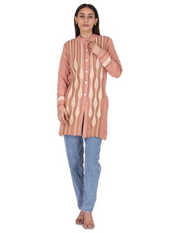 Aastha Womenswear-Long Coat F/S-Peach Mix